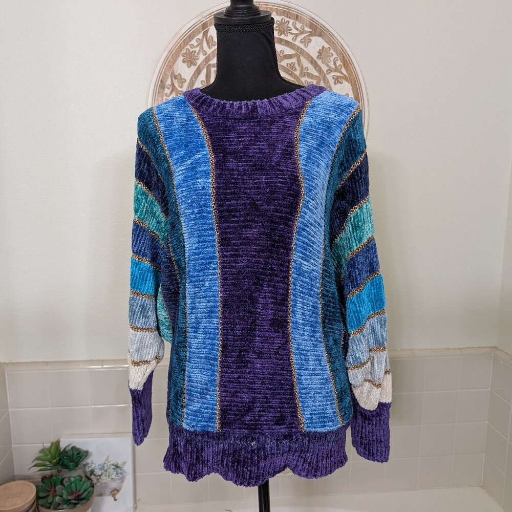 Mariea Kim Vintage 1980s Multicolor Metallic Knit Sweater - Size M (EU 40)